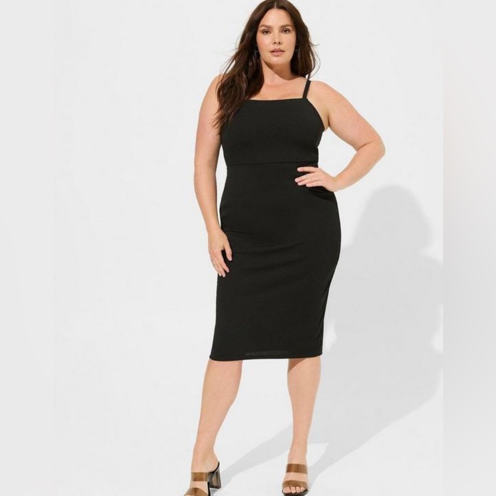 Crepe Midi Black Dress NWT